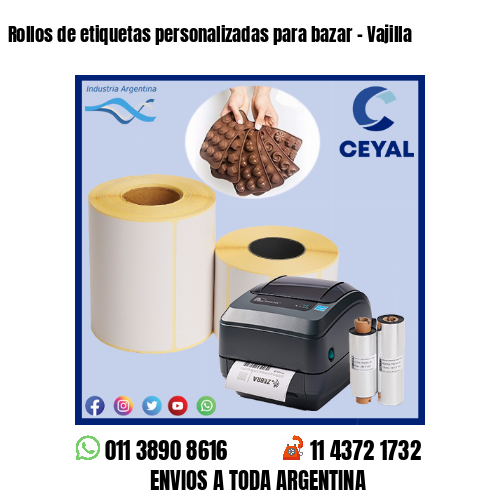 Rollos de etiquetas personalizadas para bazar - Vajilla