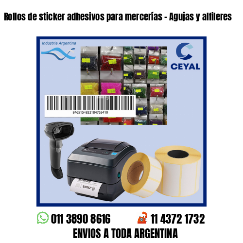 Rollos de sticker adhesivos para mercerías – Agujas y alfileres