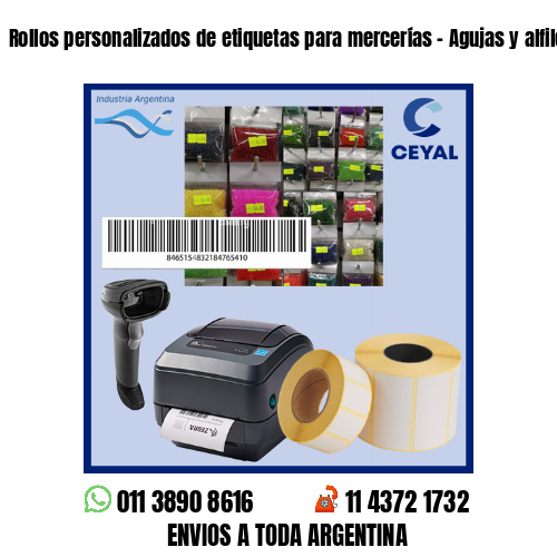 Rollos personalizados de etiquetas para mercerías – Agujas y alfileres