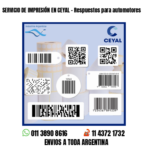 SERVICIO DE IMPRESIÓN EN CEYAL - Respuestos para automotores