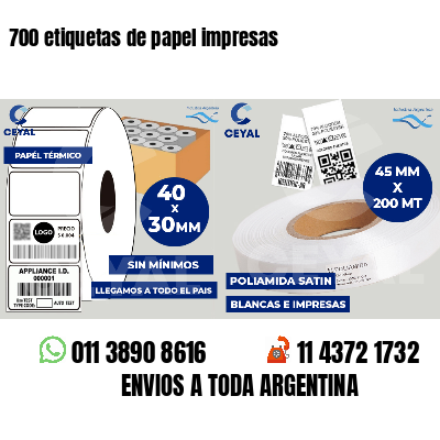 700 etiquetas de papel impresas