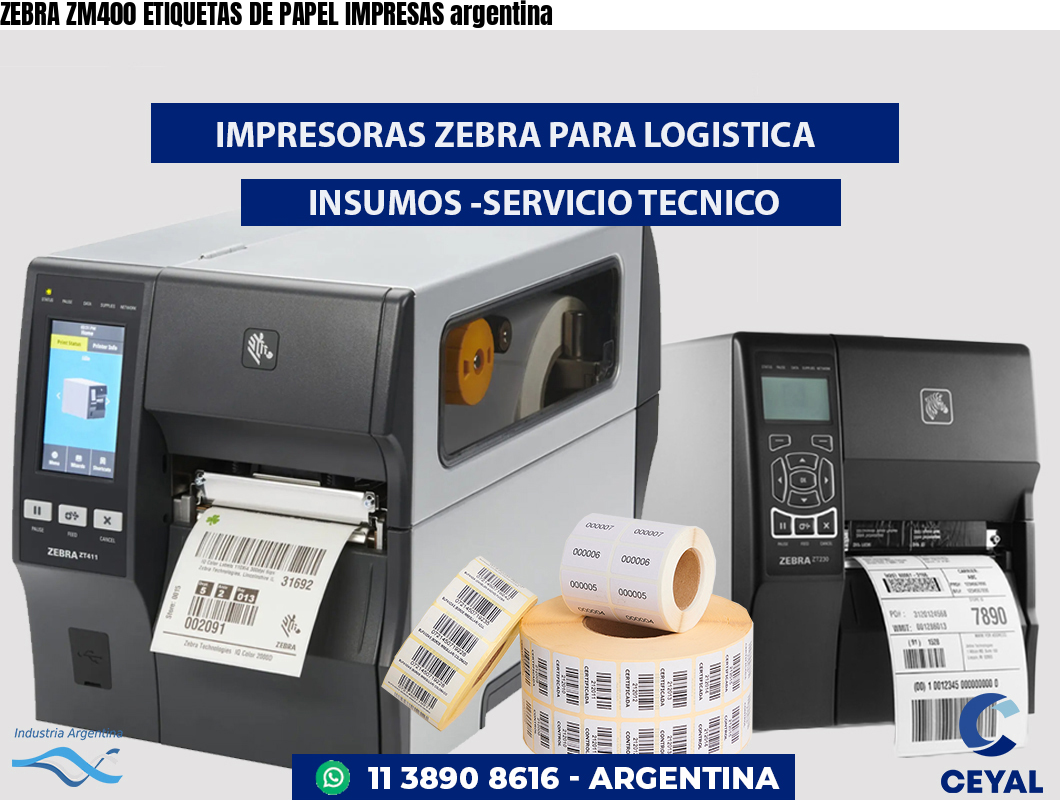 ZEBRA ZM400 ETIQUETAS DE PAPEL IMPRESAS argentina