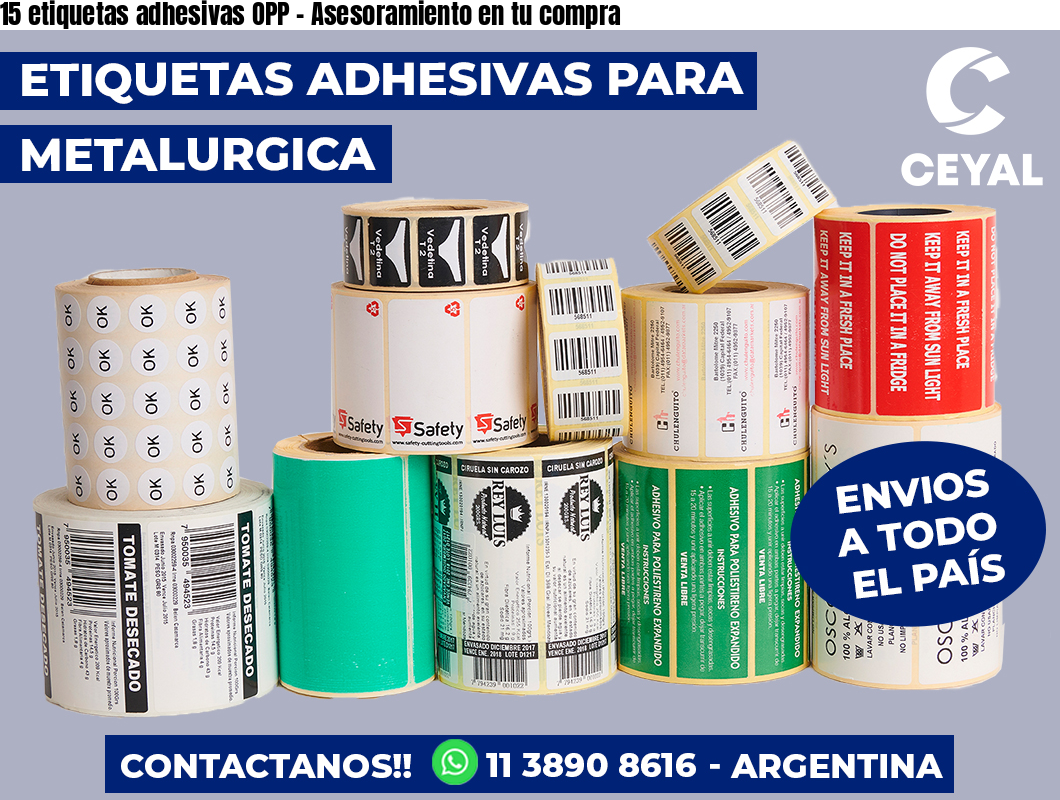 15 etiquetas adhesivas OPP - Asesoramiento en tu compra