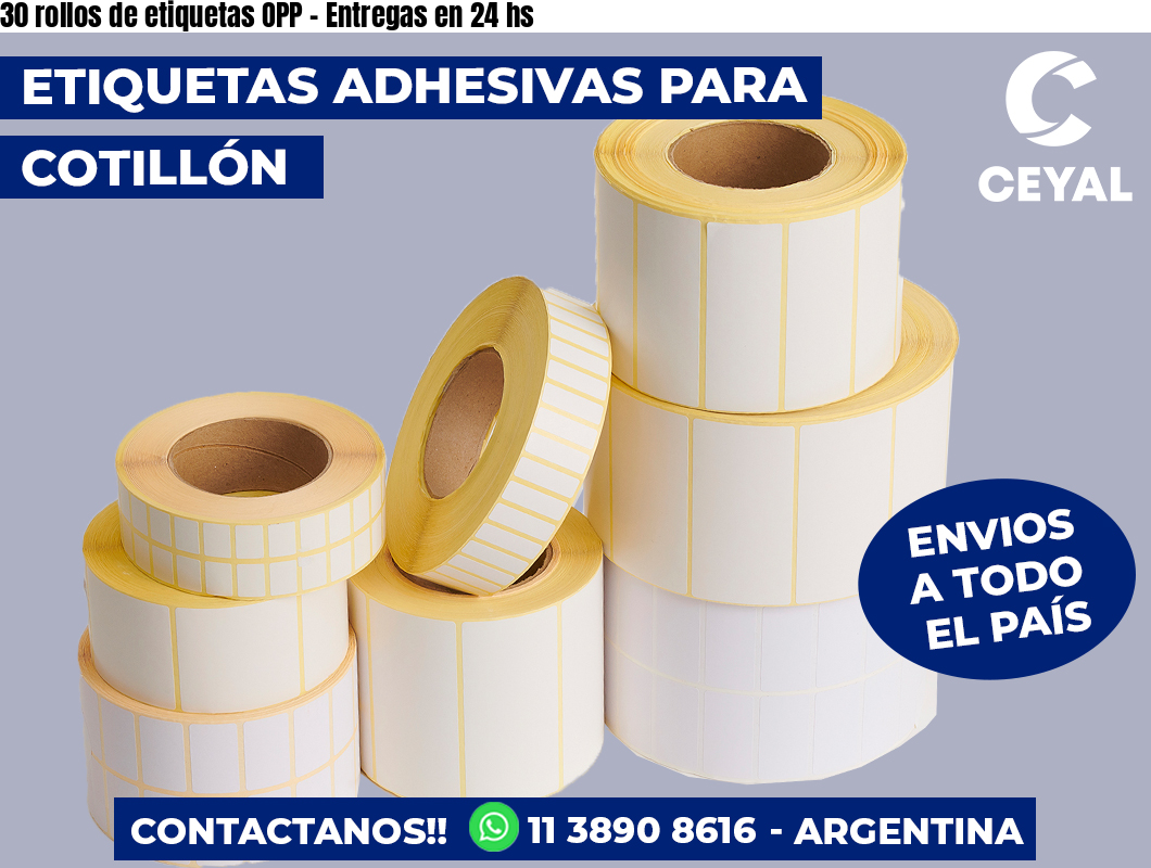 30 rollos de etiquetas OPP – Entregas en 24 hs