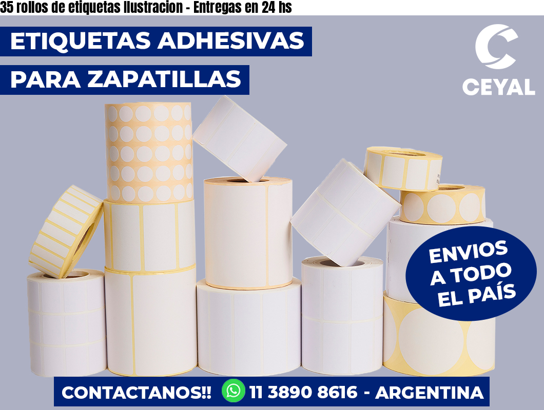 35 rollos de etiquetas Ilustracion - Entregas en 24 hs