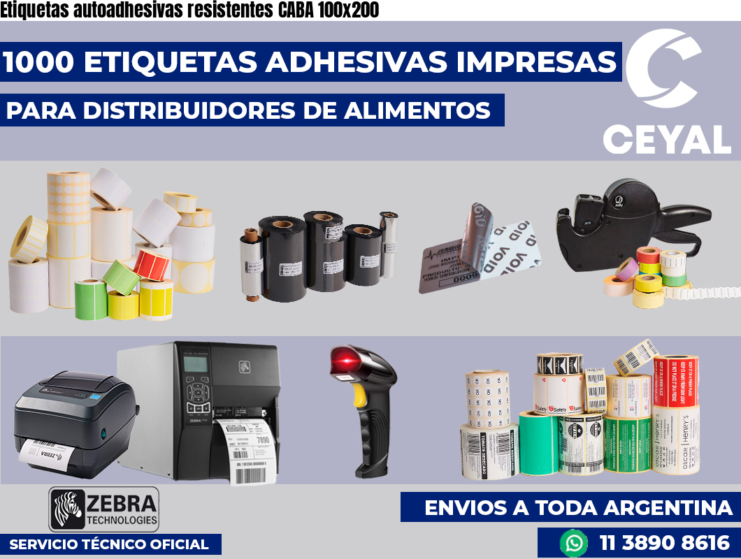 Etiquetas autoadhesivas resistentes CABA 100x200