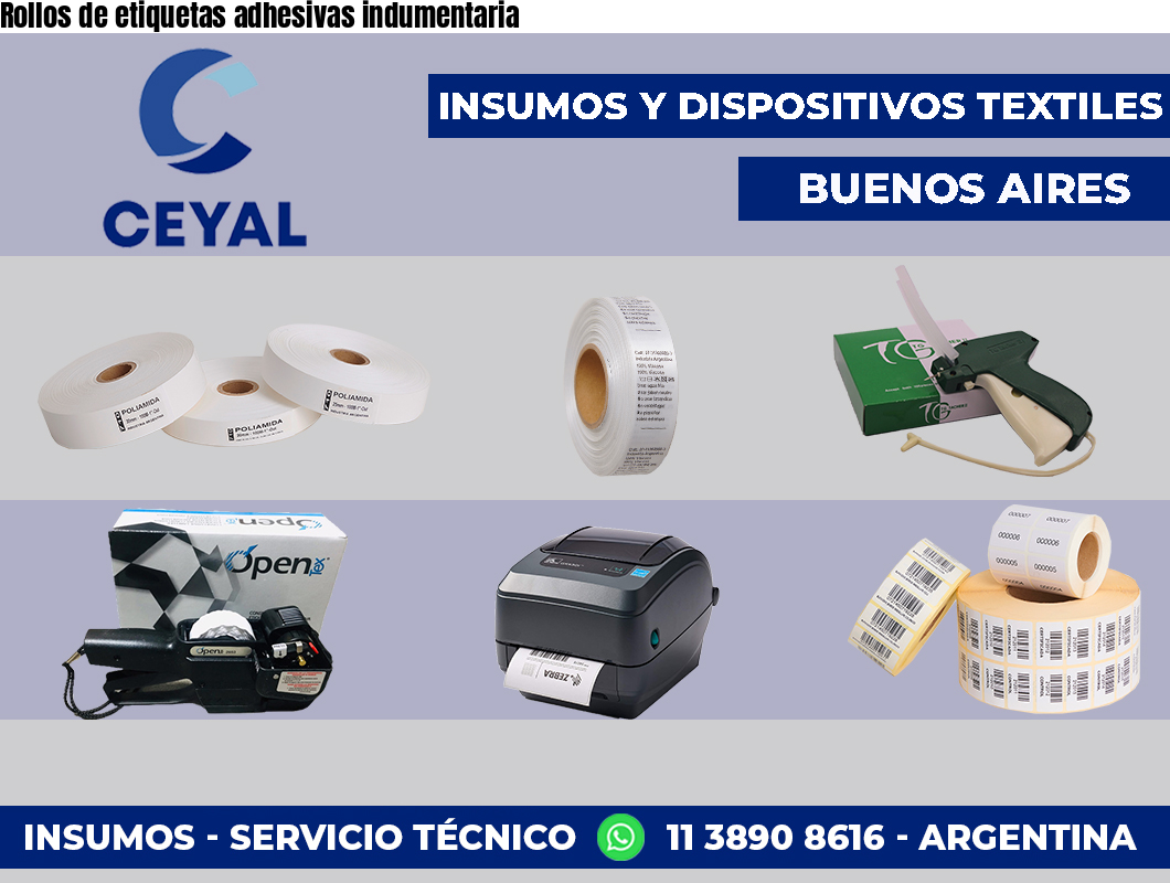 Rollos de etiquetas adhesivas indumentaria