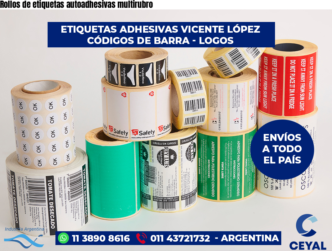 Rollos de etiquetas autoadhesivas multirubro