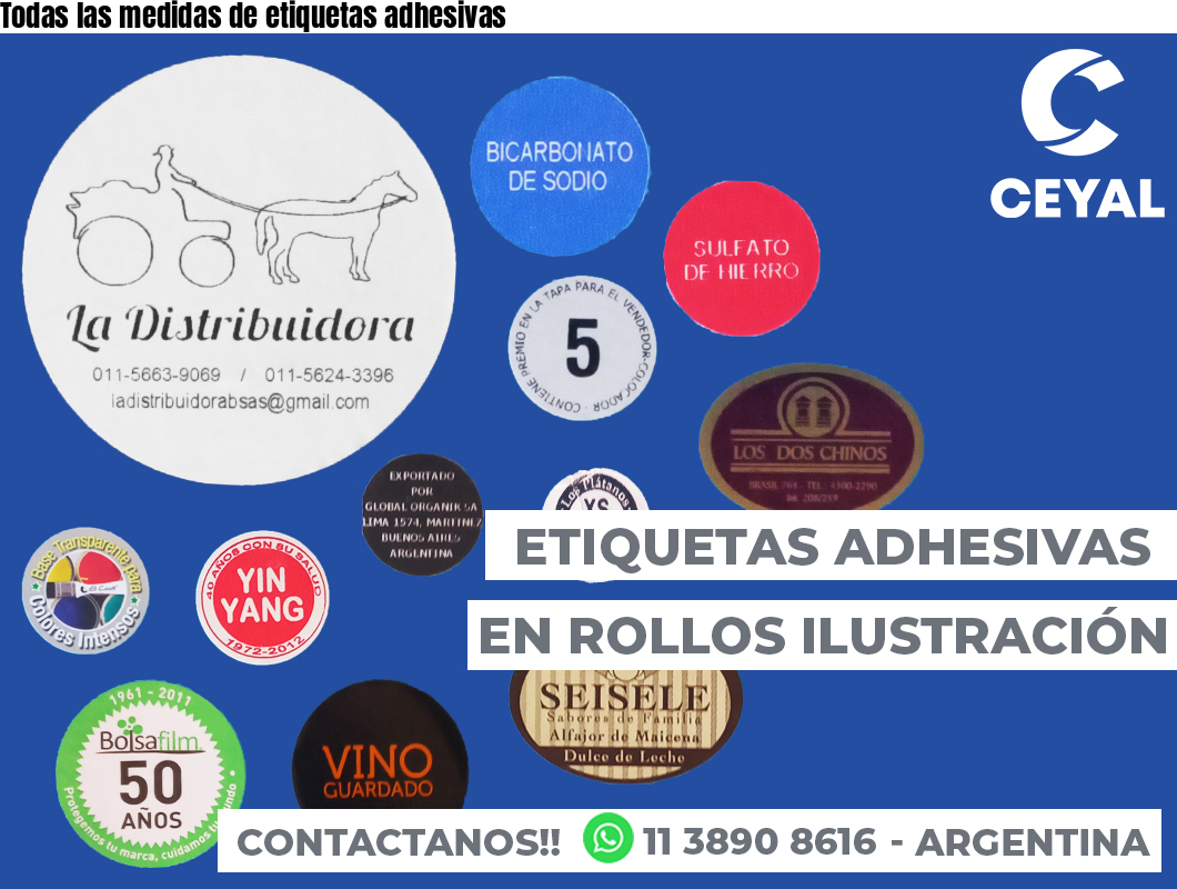 Todas las medidas de etiquetas adhesivas