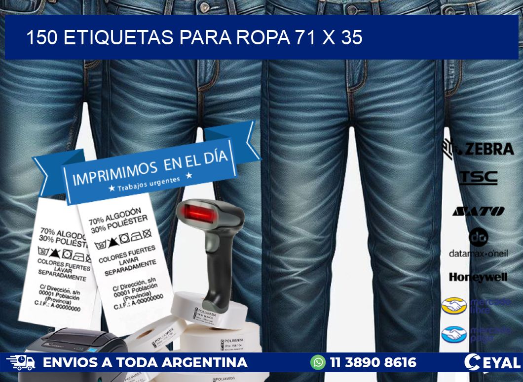 150 ETIQUETAS PARA ROPA 71 x 35