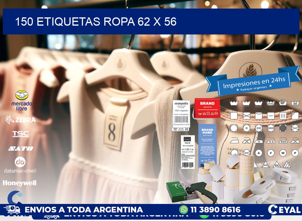 150 ETIQUETAS ROPA 62 x 56