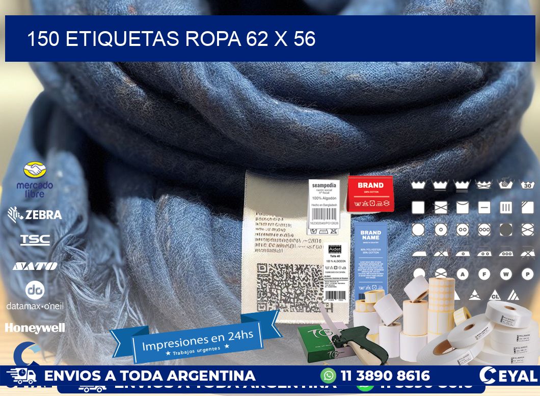 150 ETIQUETAS ROPA 62 x 56