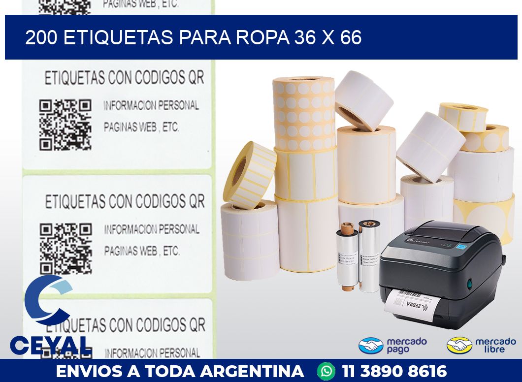 200 ETIQUETAS PARA ROPA 36 x 66