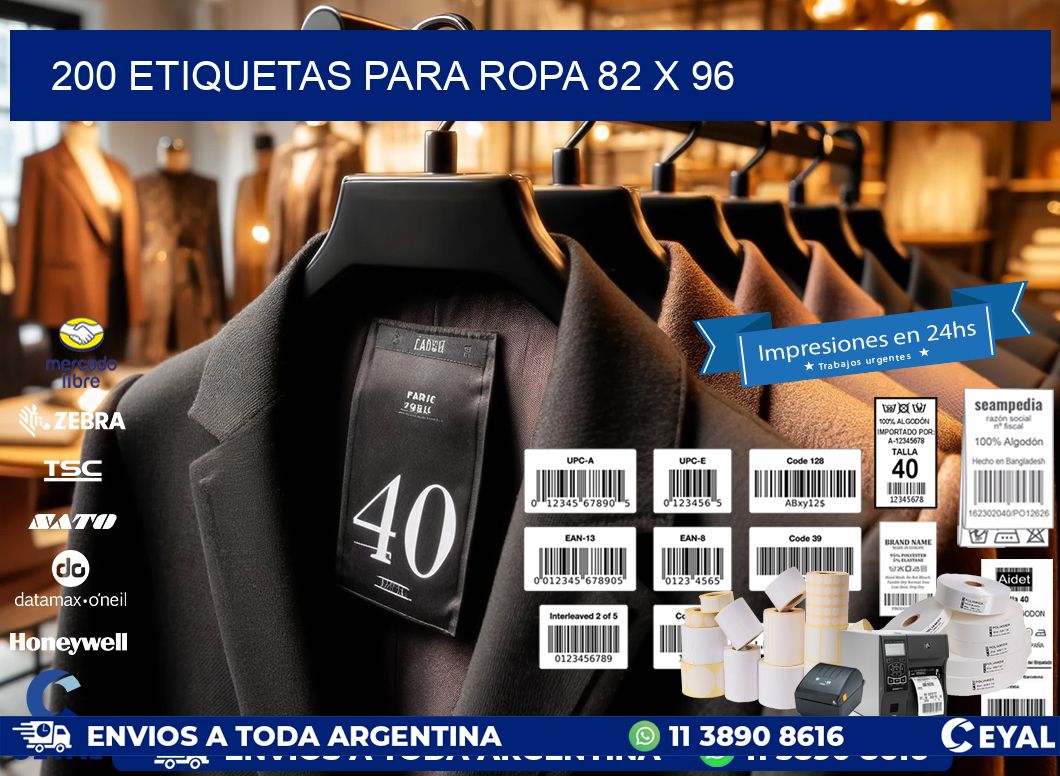 200 ETIQUETAS PARA ROPA 82 x 96