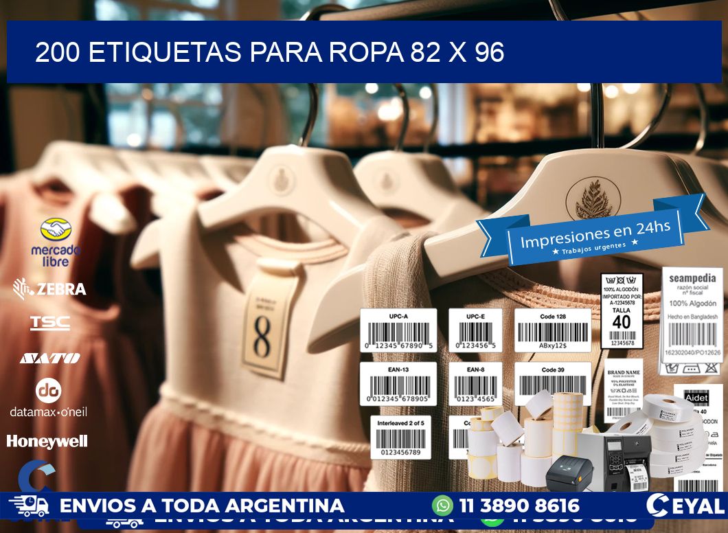 200 ETIQUETAS PARA ROPA 82 x 96