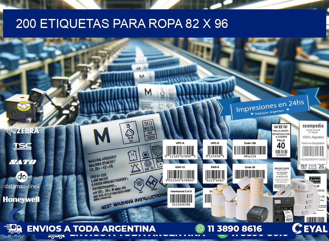 200 ETIQUETAS PARA ROPA 82 x 96