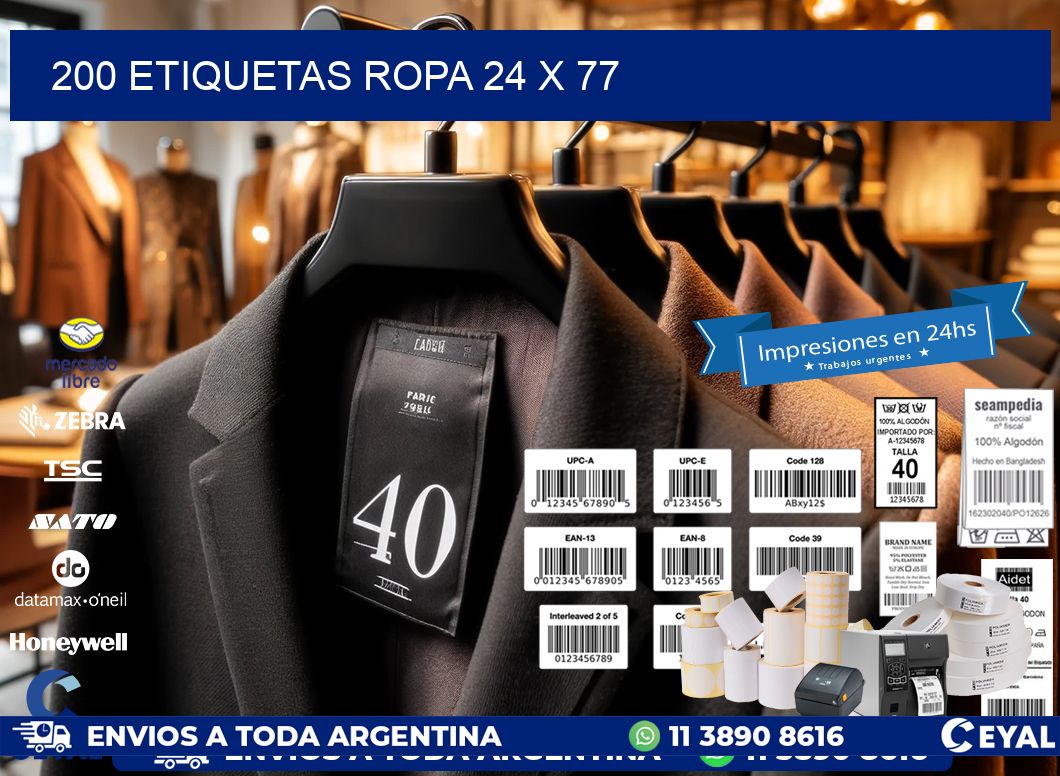 200 ETIQUETAS ROPA 24 x 77