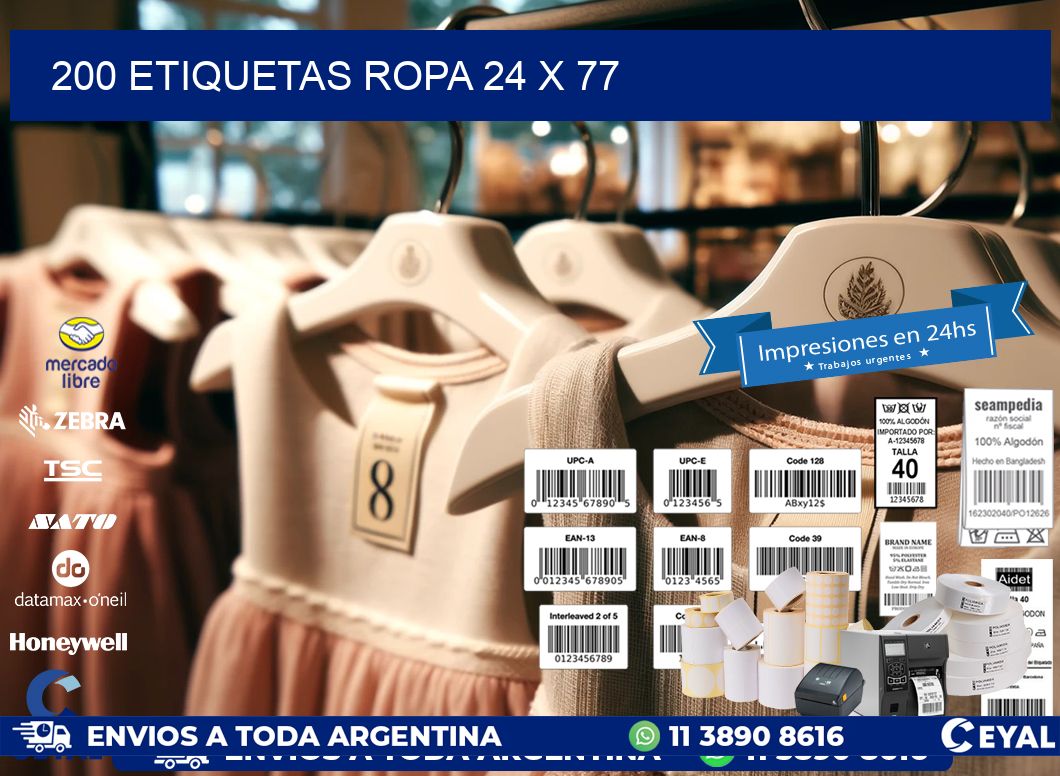 200 ETIQUETAS ROPA 24 x 77