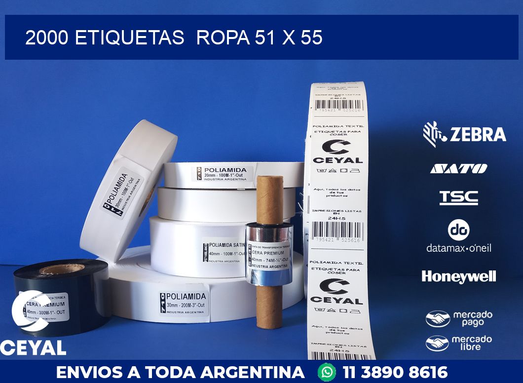 2000 ETIQUETAS  ROPA 51 x 55