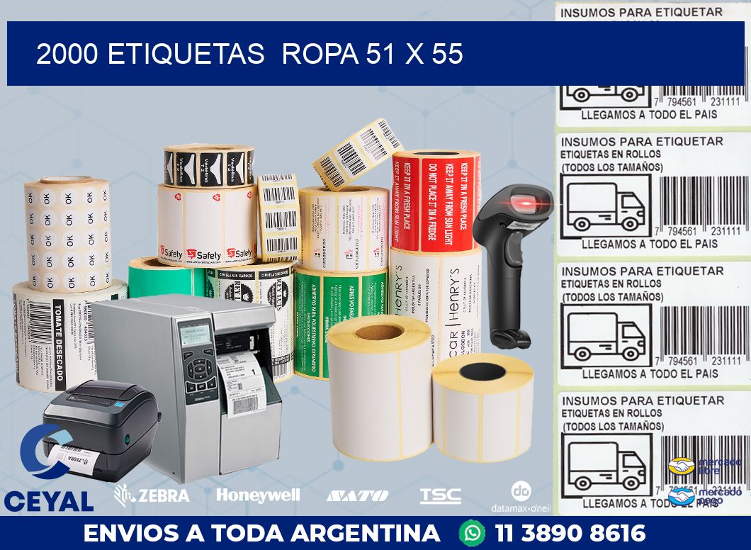 2000 ETIQUETAS  ROPA 51 x 55