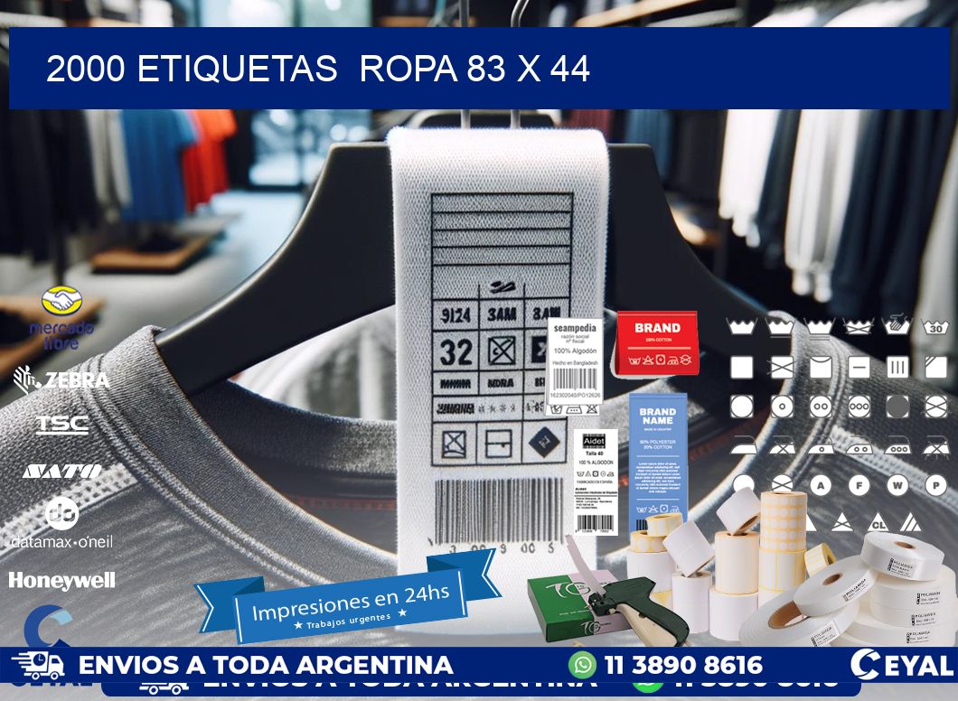 2000 ETIQUETAS  ROPA 83 x 44