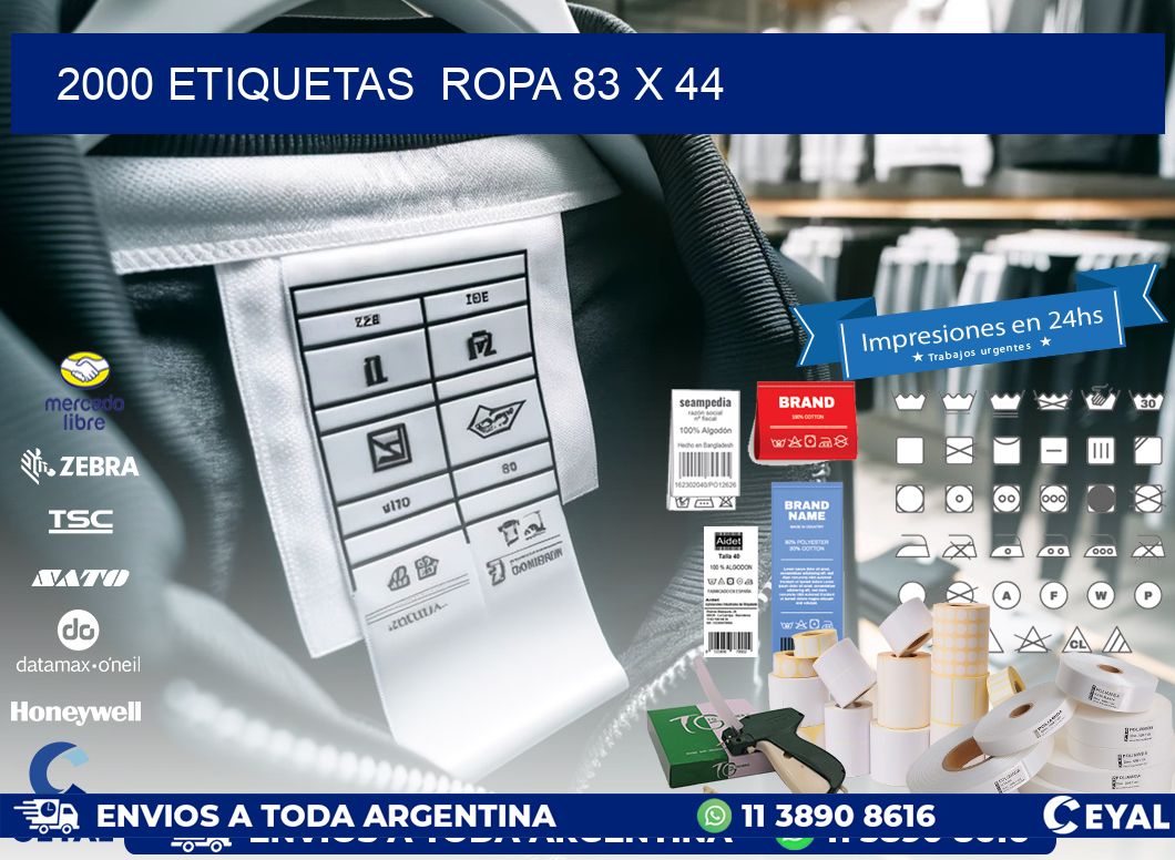 2000 ETIQUETAS  ROPA 83 x 44