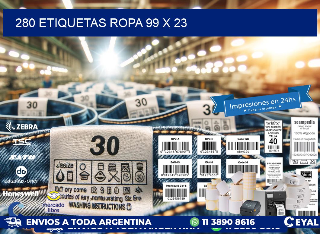 280 ETIQUETAS ROPA 99 x 23