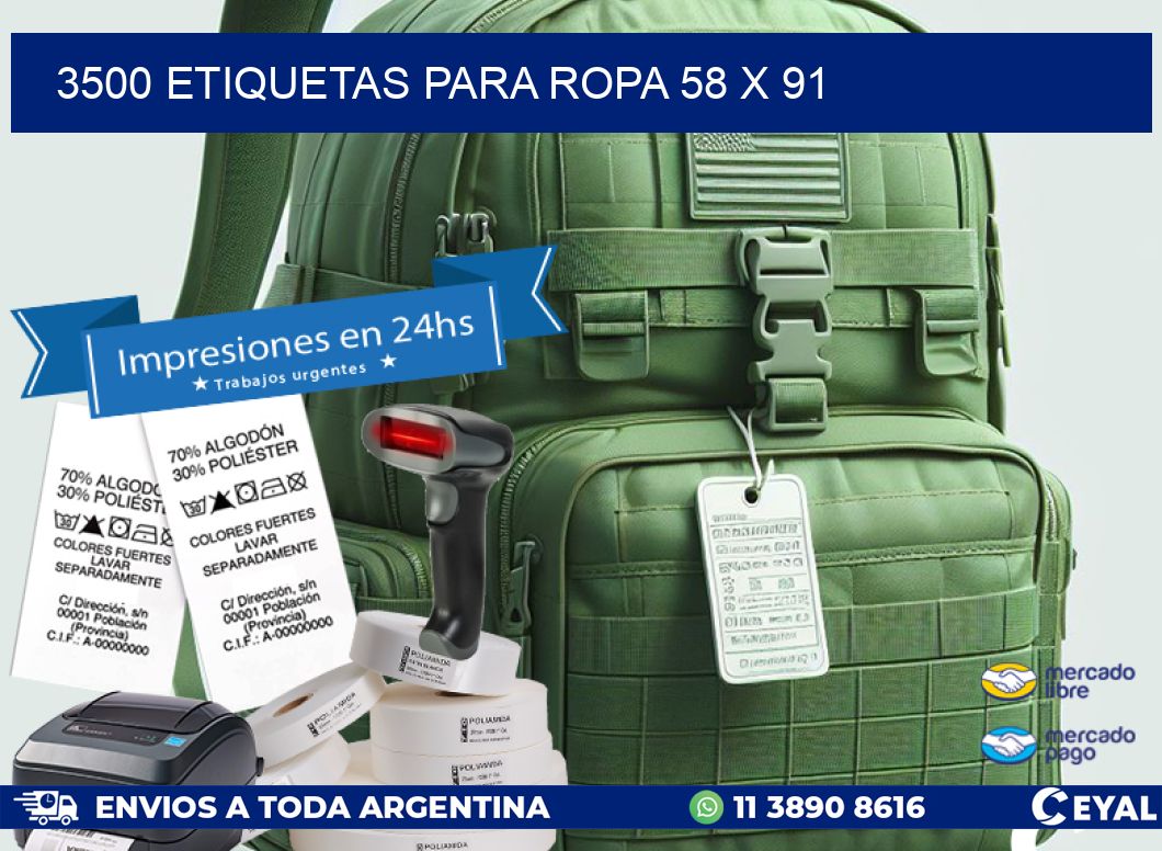 3500 ETIQUETAS PARA ROPA 58 x 91