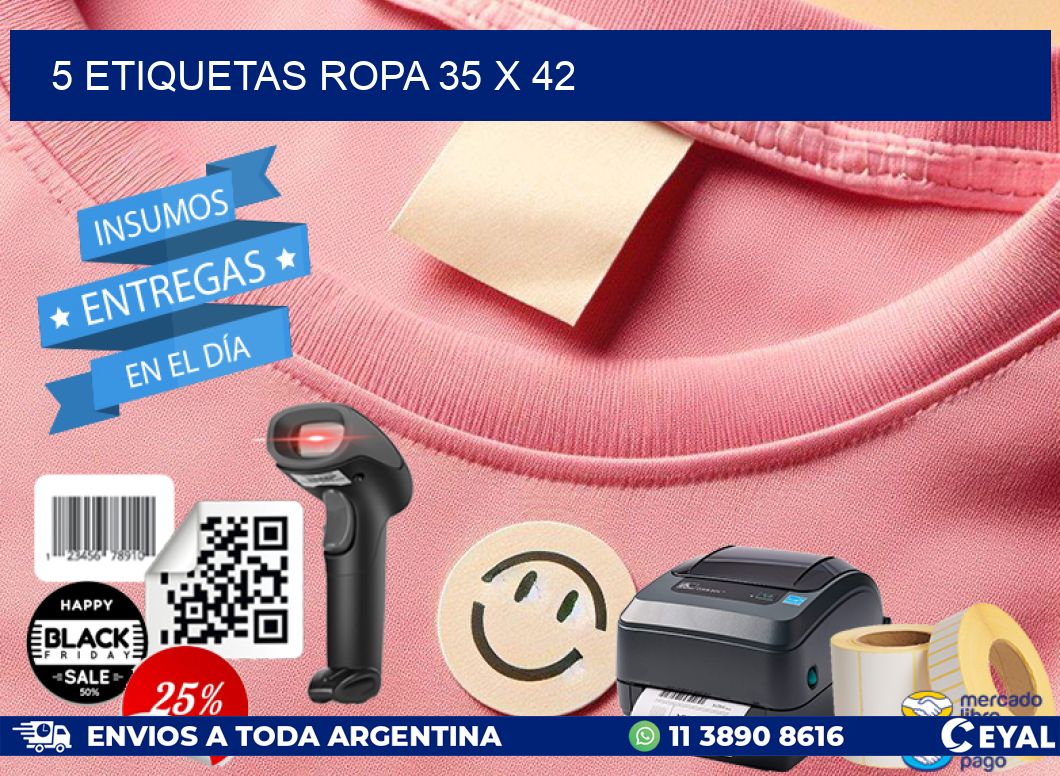 5 ETIQUETAS ROPA 35 x 42