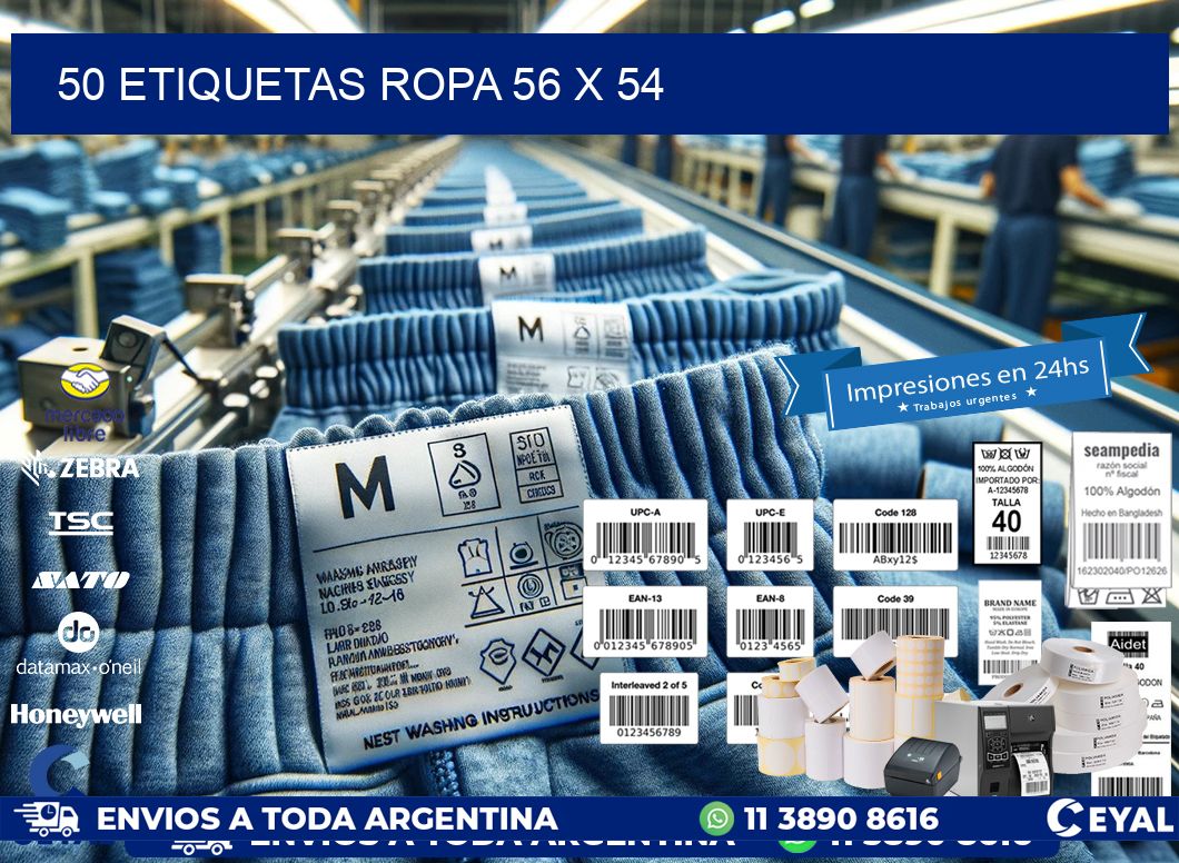 50 ETIQUETAS ROPA 56 x 54