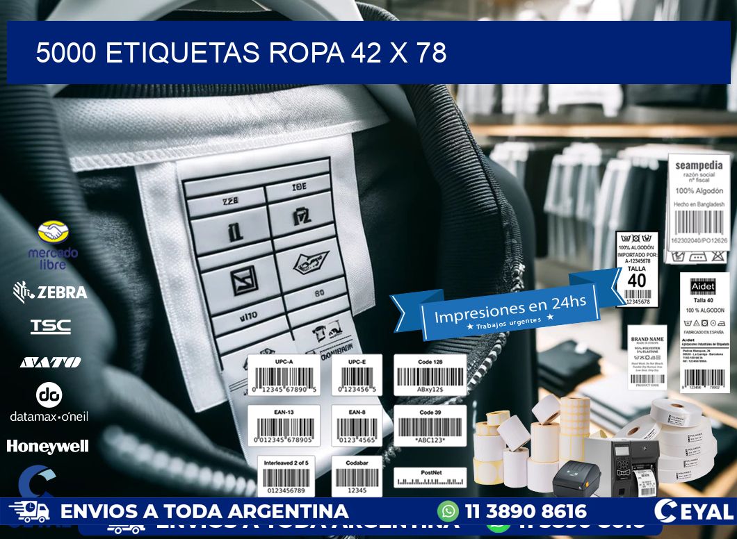 5000 ETIQUETAS ROPA 42 x 78