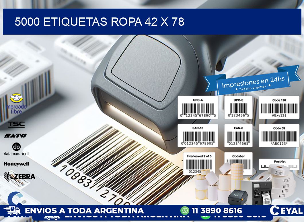 5000 ETIQUETAS ROPA 42 x 78