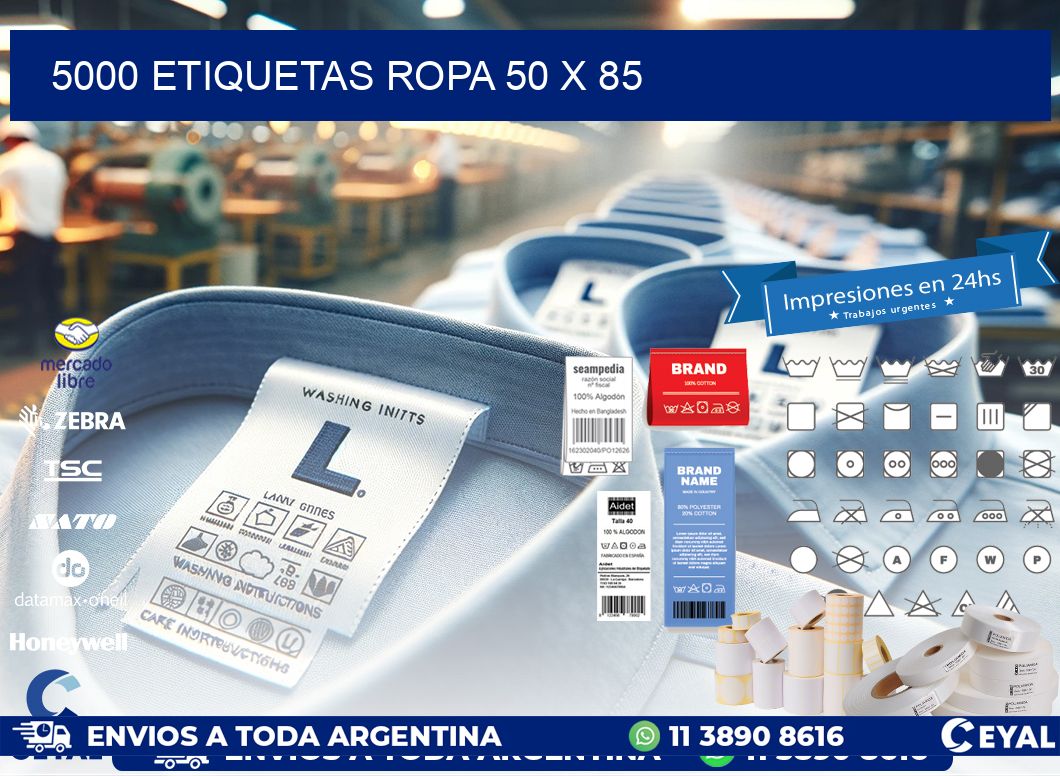 5000 ETIQUETAS ROPA 50 x 85