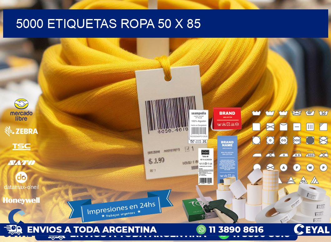 5000 ETIQUETAS ROPA 50 x 85