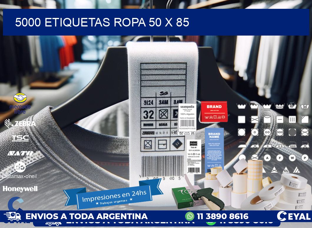 5000 ETIQUETAS ROPA 50 x 85