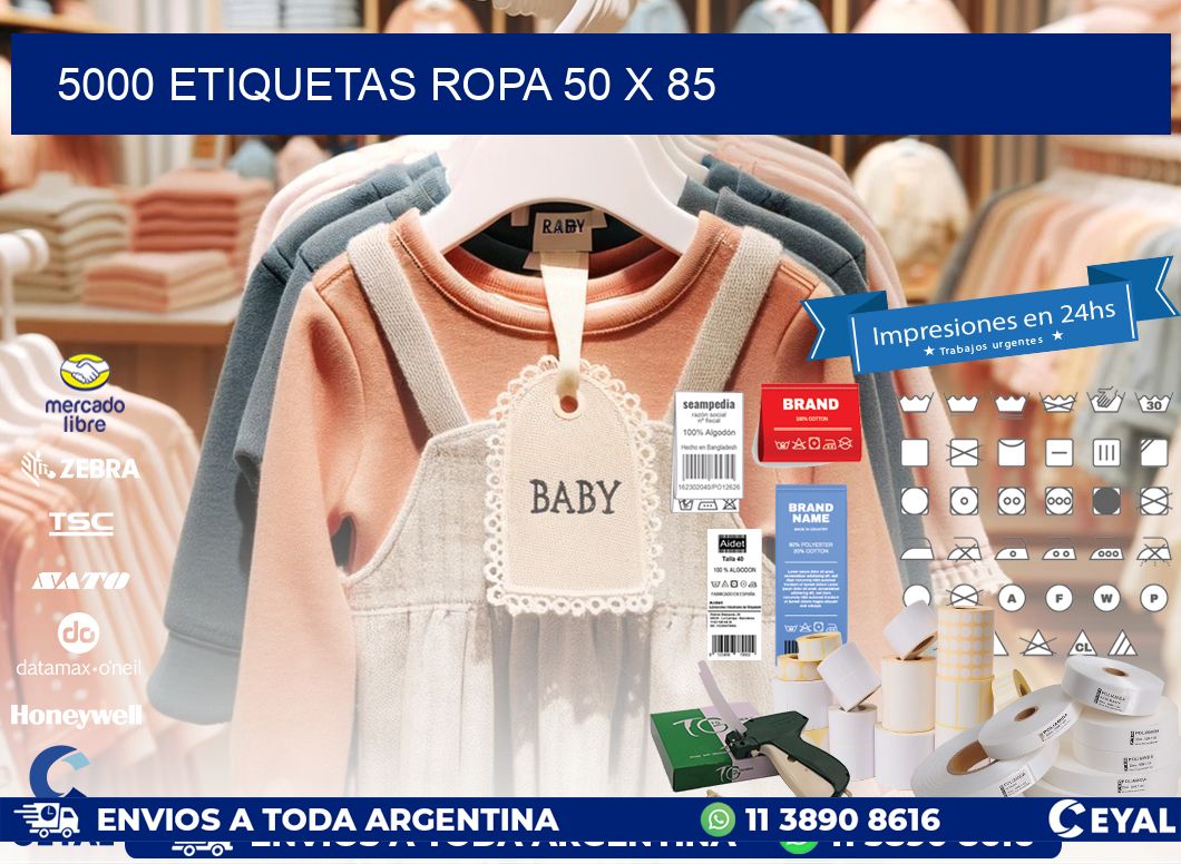 5000 ETIQUETAS ROPA 50 x 85