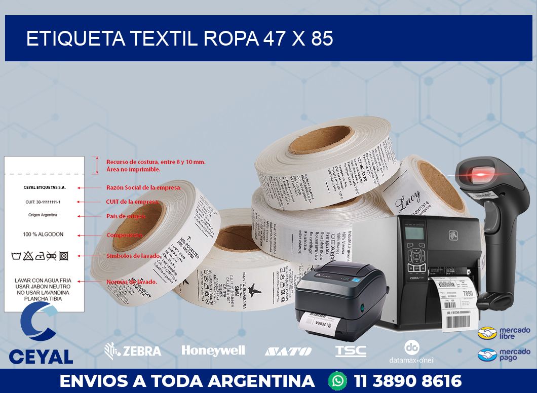 ETIQUETA TEXTIL ROPA 47 x 85