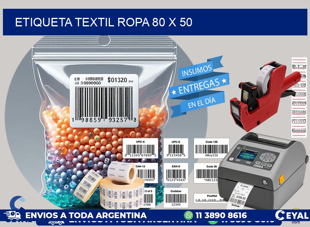 ETIQUETA TEXTIL ROPA 80 x 50