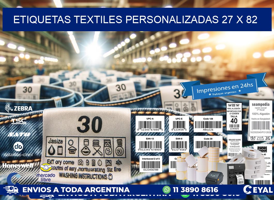 ETIQUETAS TEXTILES PERSONALIZADAS 27 x 82