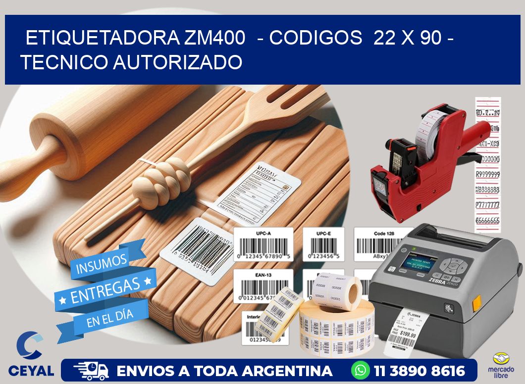 ETIQUETADORA ZM400  - CODIGOS  22 x 90 - TECNICO AUTORIZADO