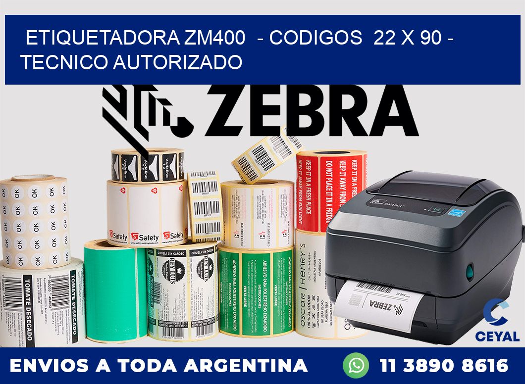 ETIQUETADORA ZM400  - CODIGOS  22 x 90 - TECNICO AUTORIZADO