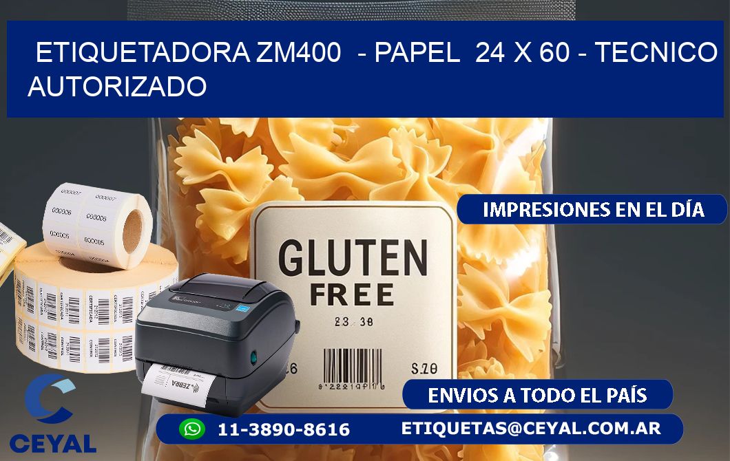 ETIQUETADORA ZM400  - PAPEL  24 x 60 - TECNICO AUTORIZADO