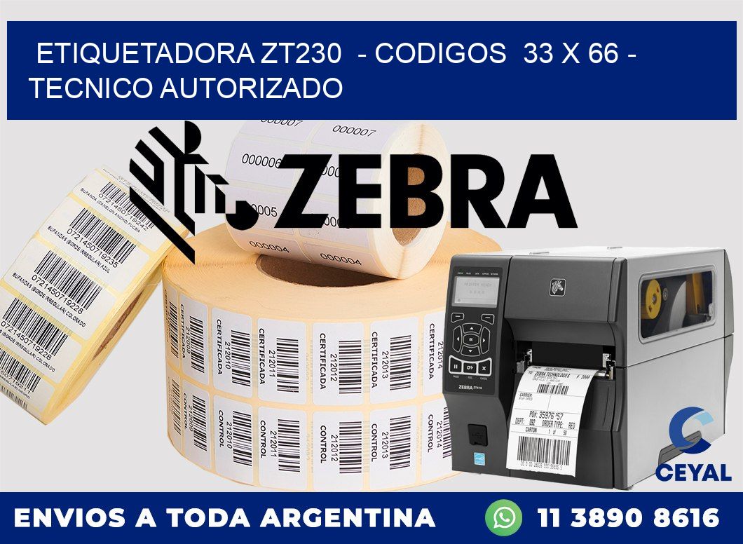 ETIQUETADORA ZT230  - CODIGOS  33 x 66 - TECNICO AUTORIZADO