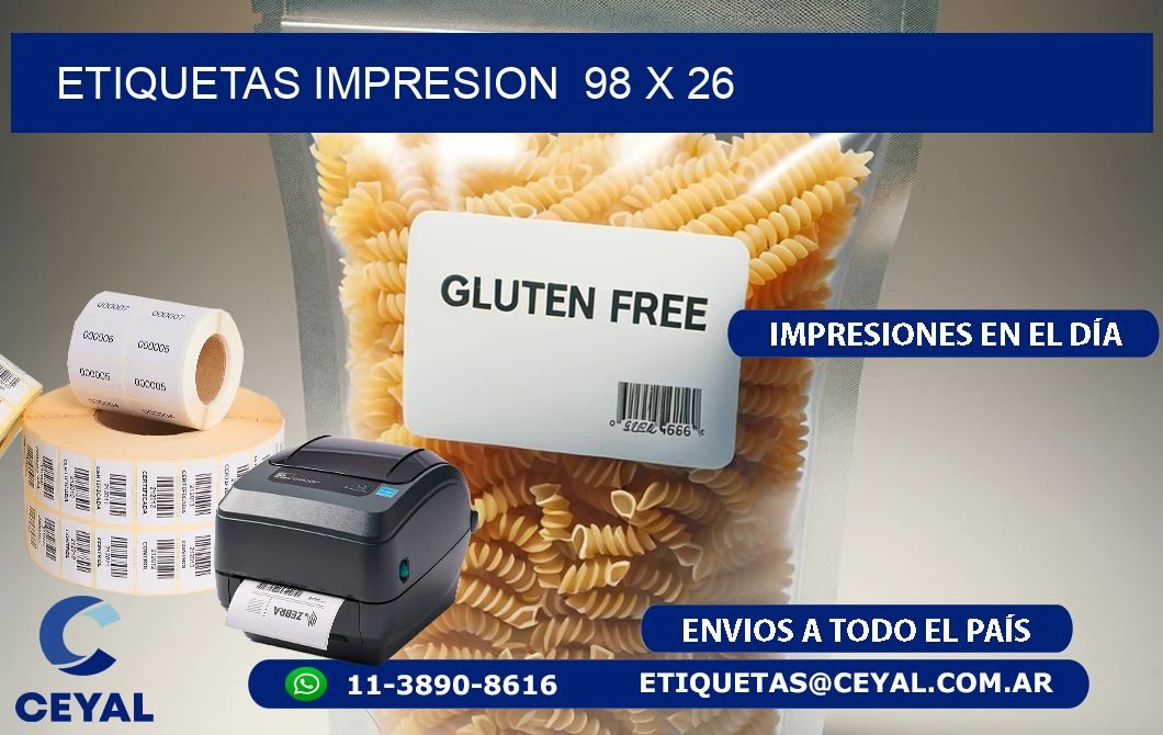 ETIQUETAS IMPRESION  98 x 26