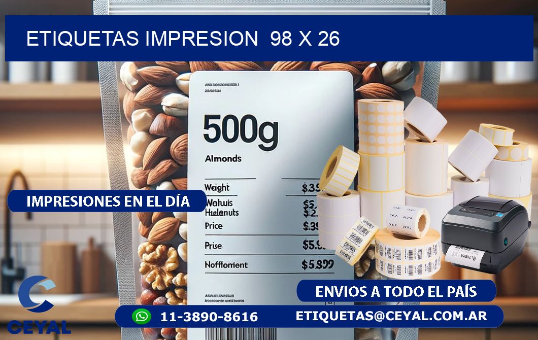 ETIQUETAS IMPRESION  98 x 26