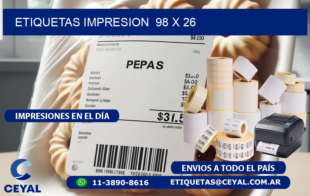 ETIQUETAS IMPRESION  98 x 26