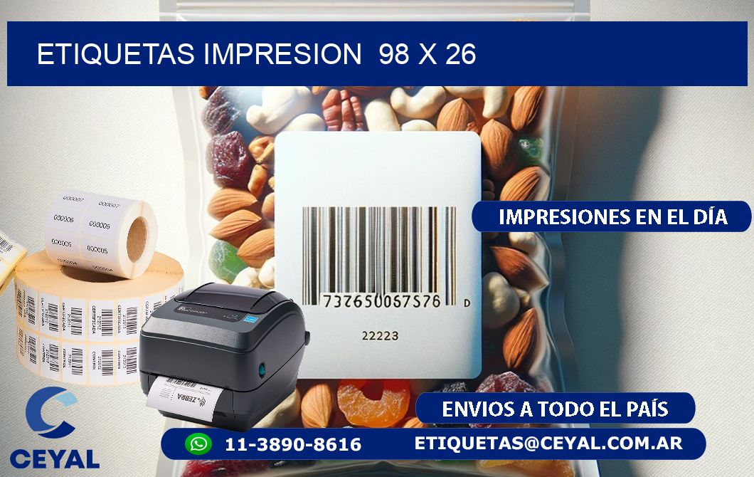 ETIQUETAS IMPRESION  98 x 26