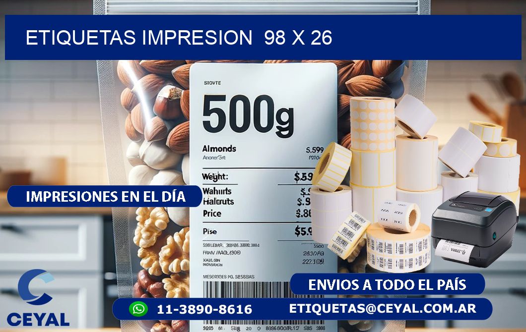 ETIQUETAS IMPRESION  98 x 26