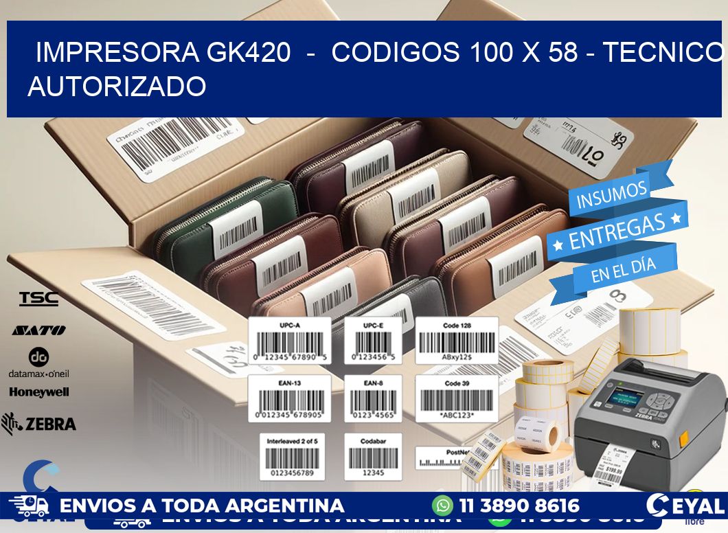 IMPRESORA GK420  -  CODIGOS 100 x 58 - TECNICO AUTORIZADO