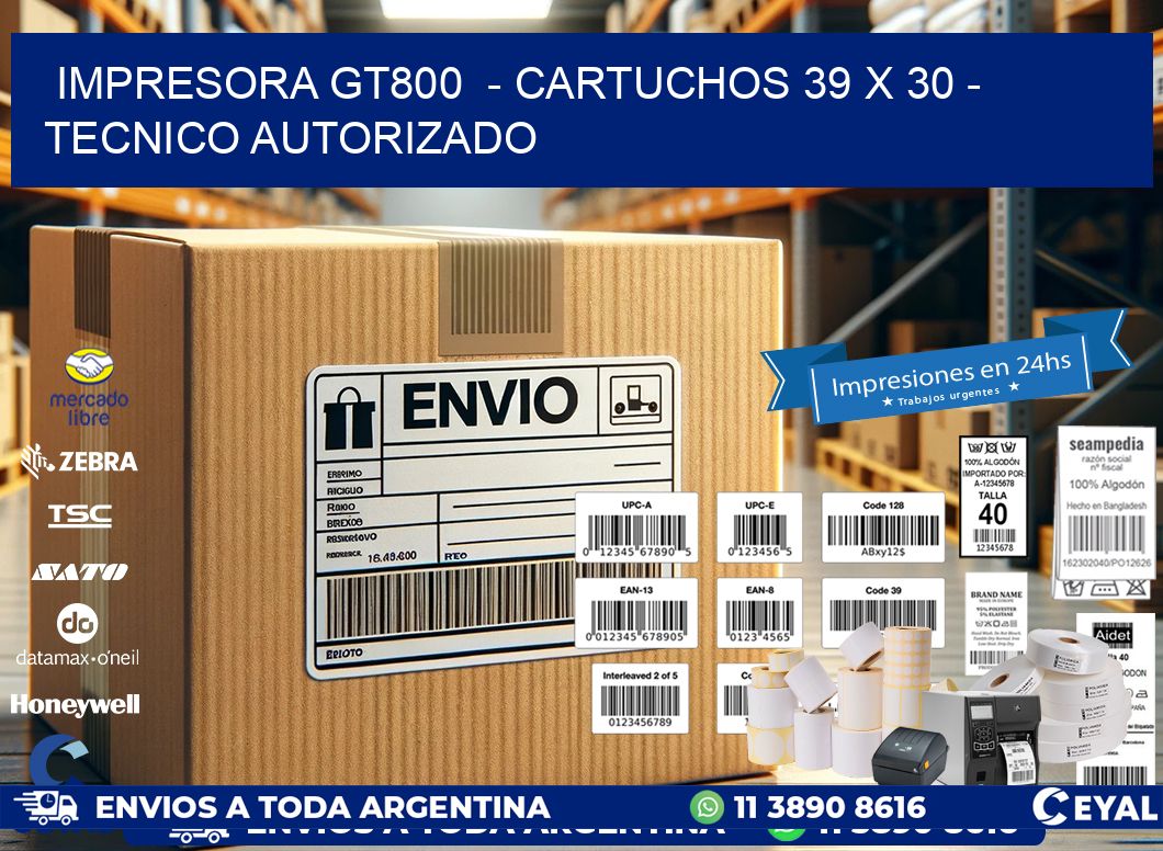 IMPRESORA GT800  - CARTUCHOS 39 x 30 - TECNICO AUTORIZADO